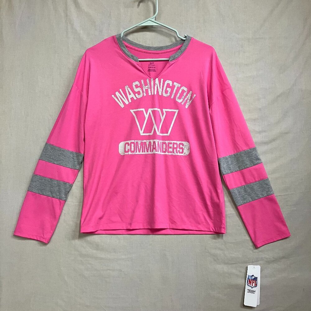 NFL Teens Medium (7/9) Pink Washington Commanders Long Sleeve T-Shirt Crew Neck